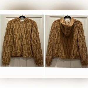 Band of the Free Angel Teddy Bear Jacket Hooded Faux Fur Zippered Boheimian Coat